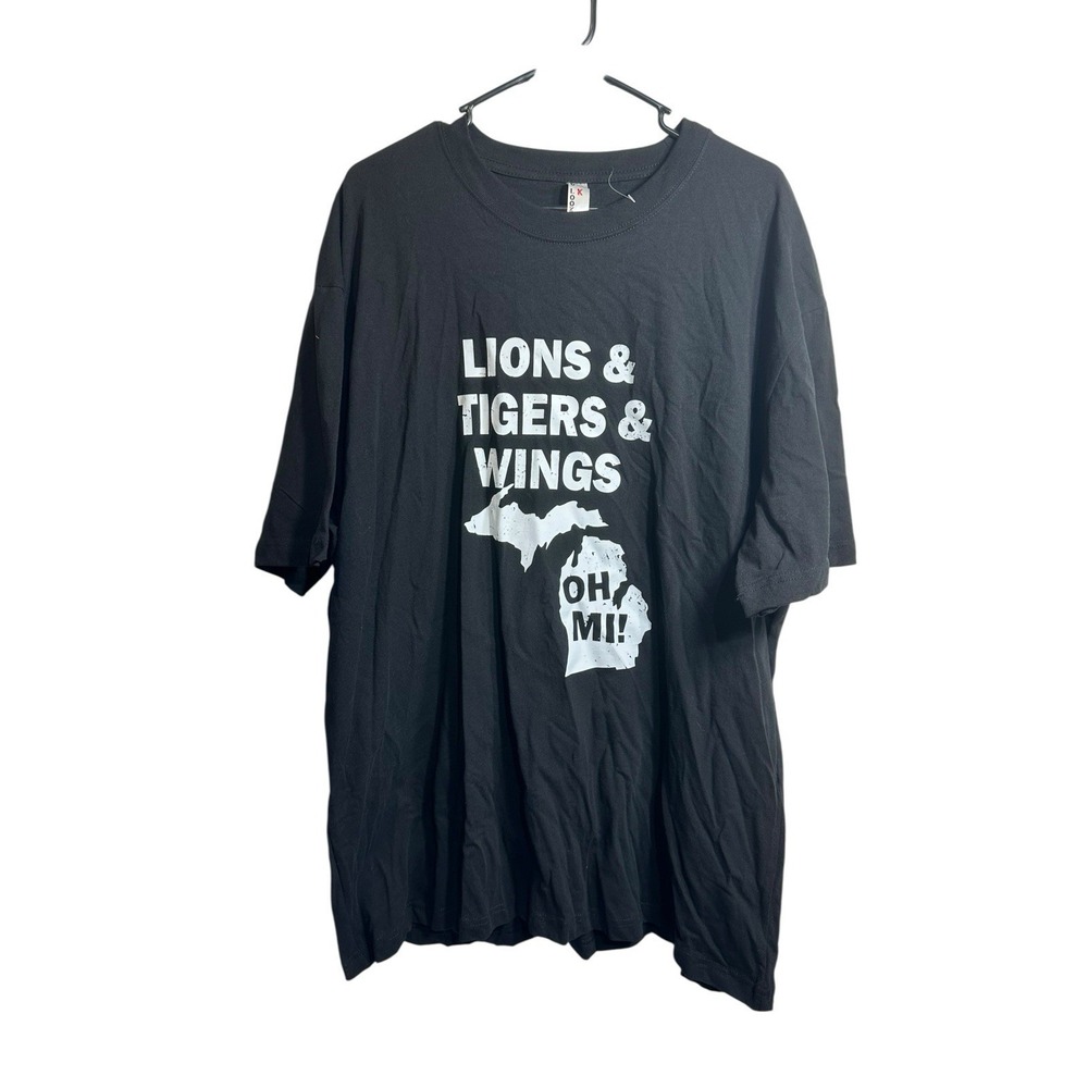 NU look mens graphic short sleeve black shirt size 2XL XXL lions‎ tigers wings